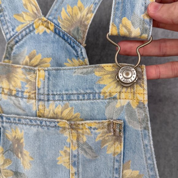 American Eagle Skirt All Overalls Size S Blue Yellow Sunflower Denim Cottage - Picture 3 of 12
